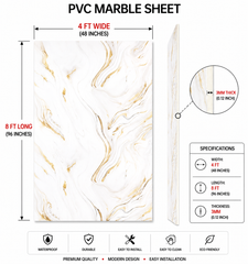 4 × 8 FT PVC Marble Sheet Dining Room - 24609