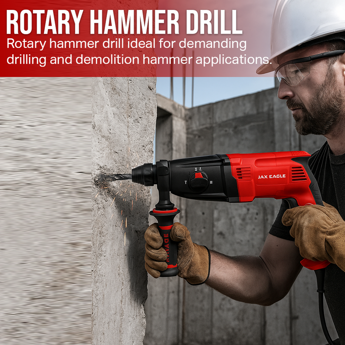 Rotary Hammer - RH2603PLUS Heavy-Duty SDS-Plus Hammer Drill for Concrete, Masonry & Demolition