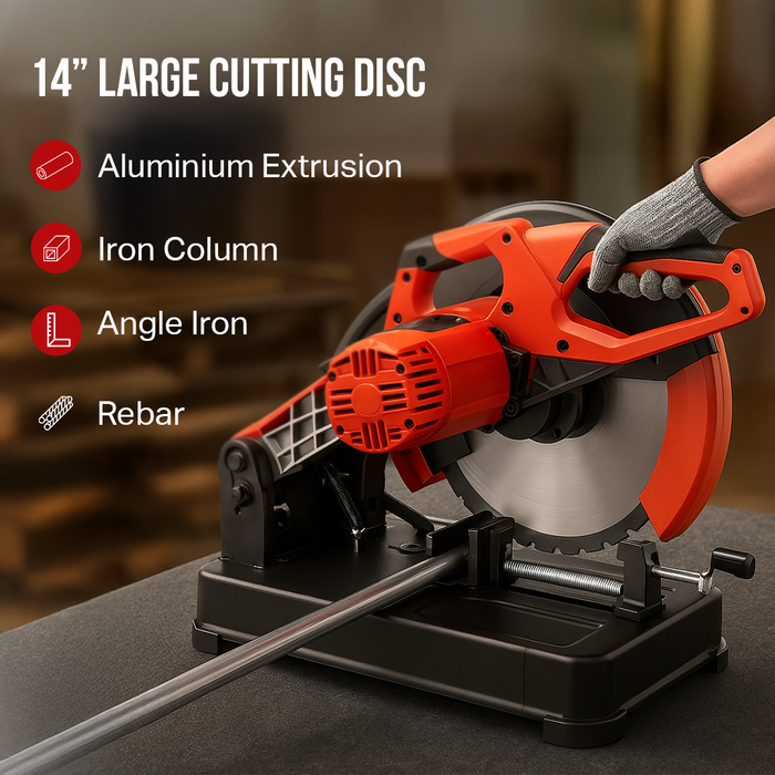 14-Inch (355mm) Metal Chop Saw CS2800PLUS – 2800W Heavy-Duty Cut Off Tool Machine