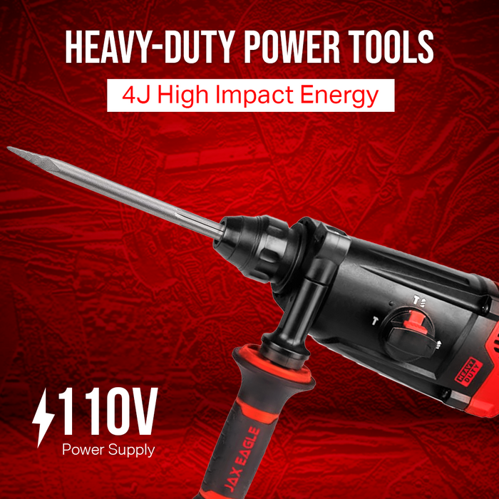 Rotary Hammer - RH2603PLUS Heavy-Duty SDS-Plus Hammer Drill for Concrete, Masonry & Demolition