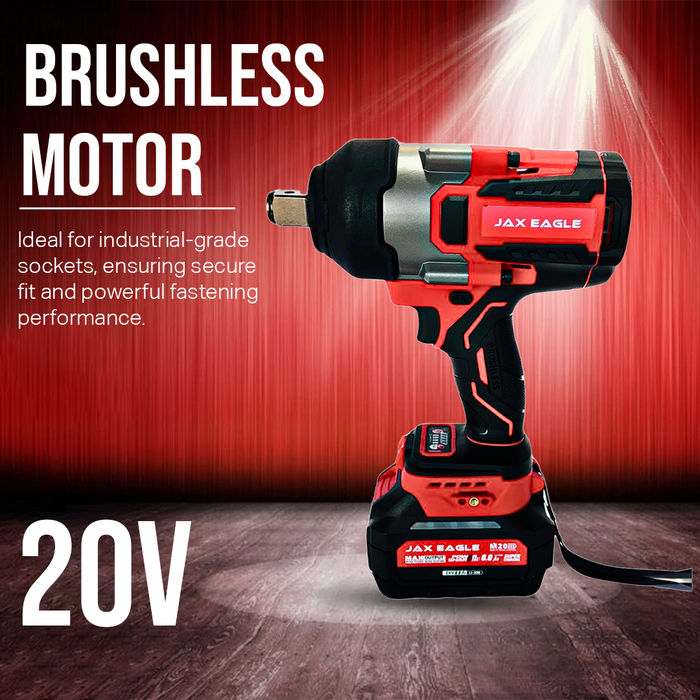 20V Cordless Impact Wrench Brushless Gun | Heavy Duty 3/4-Inch High Torque 1580Nm Battery Powered Impact Wrench with Charger
