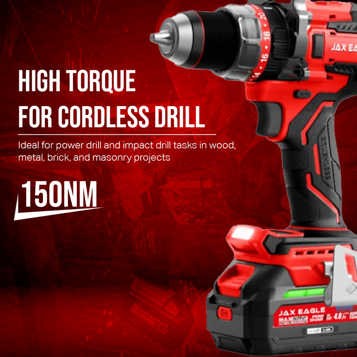 KB13150PRO 20V Cordless Drill, Brushless Impact Drill with 150Nm Torque, 13mm Chuck, Dual Speed, Hammer Drill