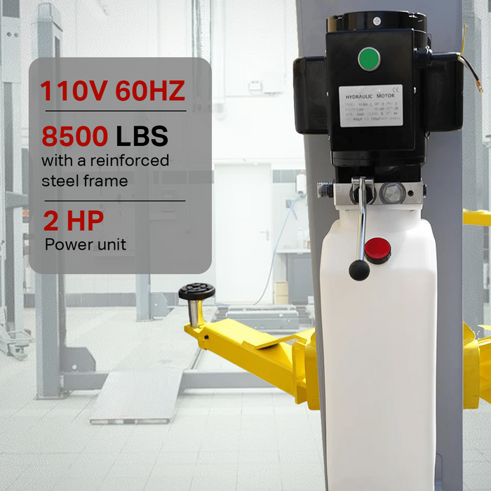 JAXEAGLE 2 Post Automotive Car Lift, 8500 lbs Capacity, 110V 60HZ Powerful Motor with Single Point Lock Release