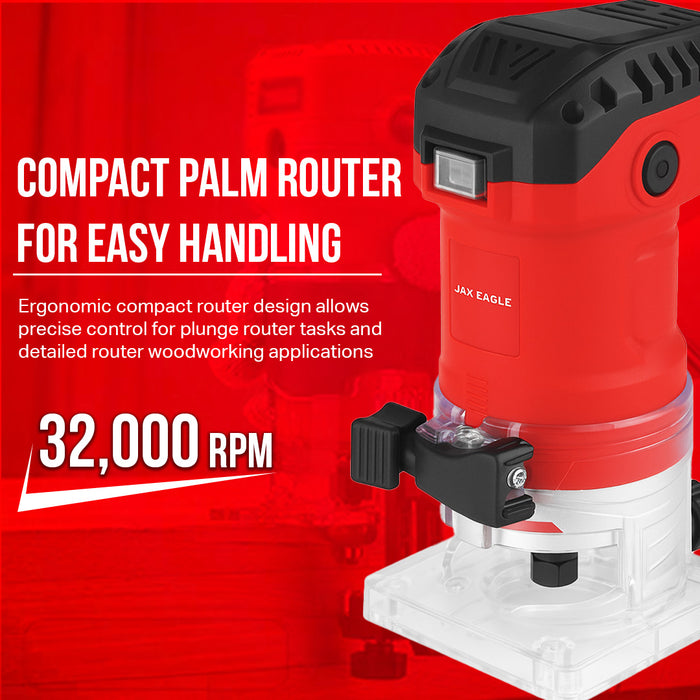 WT635M Router Tool 580W High-Speed Wood Router 32,000 RPM Electric Trim Router Compact Palm Router Plunge Router for Woodworking Edge