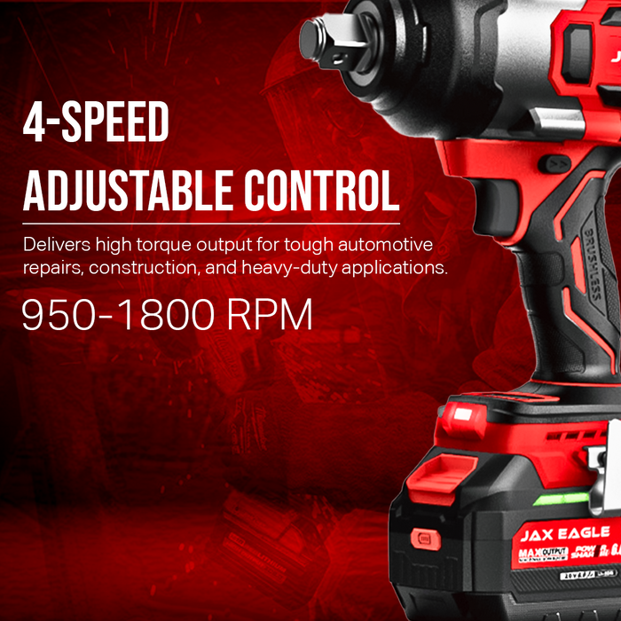 20V Cordless Impact Wrench Brushless Gun | Heavy Duty 3/4-Inch High Torque 1580Nm Battery Powered Impact Wrench with Charger
