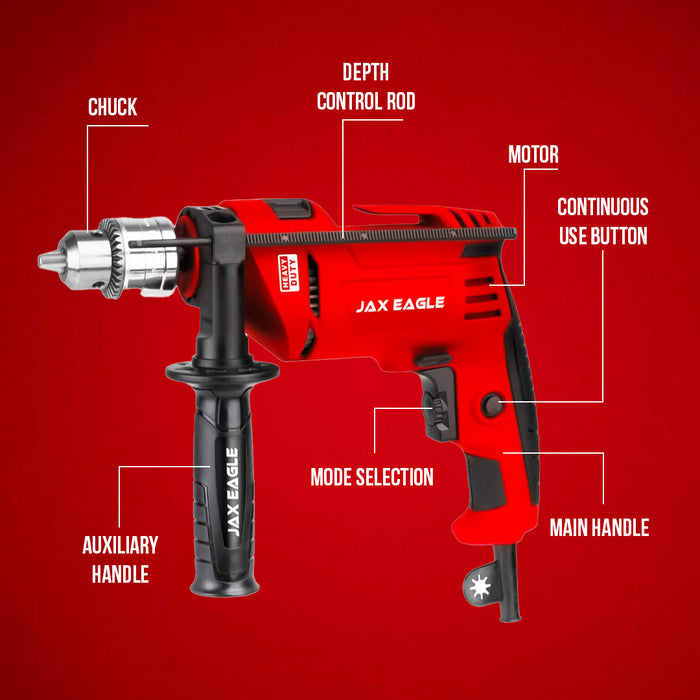 Impact Drill - ID780 Heavy-Duty Electric Power Drill for Concrete, Metal, and Wood