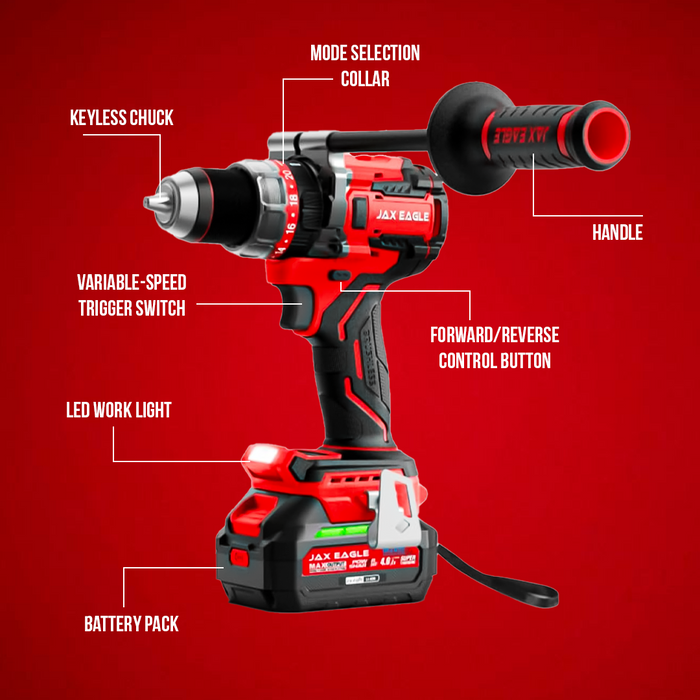 KB13150PRO 20V Cordless Drill, Brushless Impact Drill with 150Nm Torque, 13mm Chuck, Dual Speed, Hammer Drill