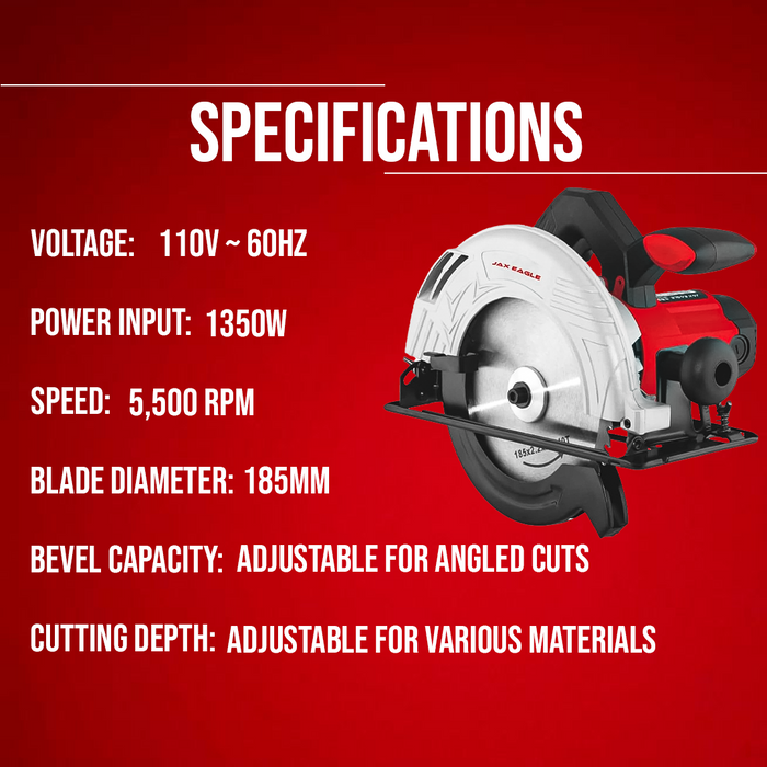 185mm Circular Saw - CS1500 High-Performance Electric Wood Cutting Saw