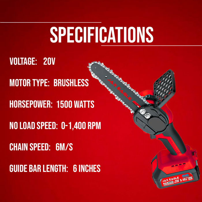20V Mini Chainsaw Cordless Brushless Electric Chainsaw with Soft Start 6m/s - CS06BLC