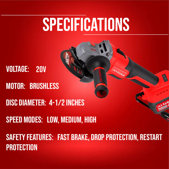 20V Cordless Brushless Angle Grinder | 4-1/2 Inch, 3-Speed Modes – AG125S