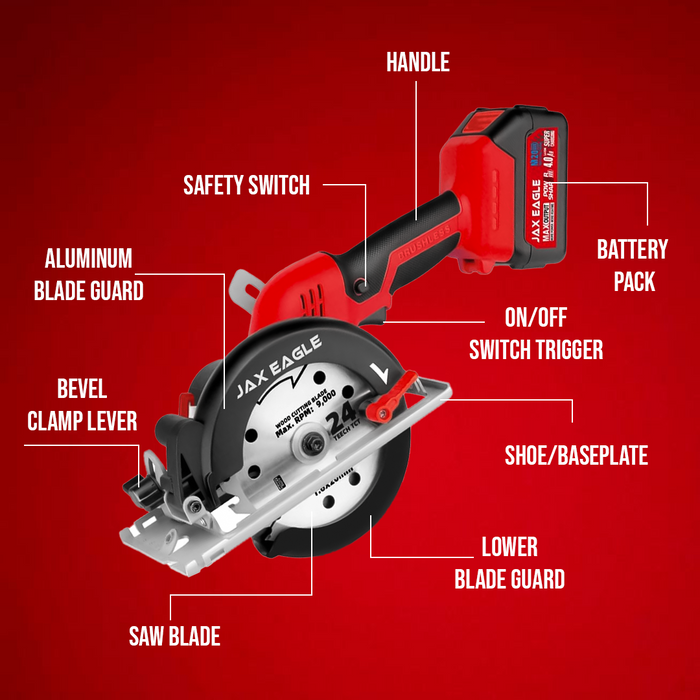 20V Cordless Circular Saw with Brushless Motor and Precision Laser Guide - CS05BL