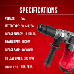 RH4002 Heavy-Duty Rotary Hammer Drill – 1600 W SDS Plus Electric Drill