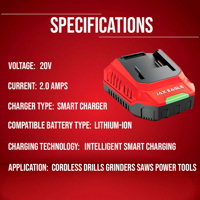 MC20 20V 2.0A Fast Charger for Lithium-Ion Battery Packs