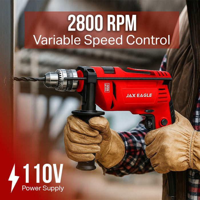 Impact Drill - ID780 Heavy-Duty Electric Power Drill for Concrete, Metal, and Wood