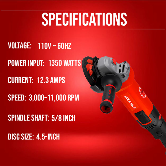 Power Angle Grinder - AG1350EC  Variable Speed Corded Grinder for Cutting, Grinding & Polishing