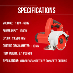 110mm Marble Cutter CS1350 High-Speed Electric Stone & Tile Cutting Saw