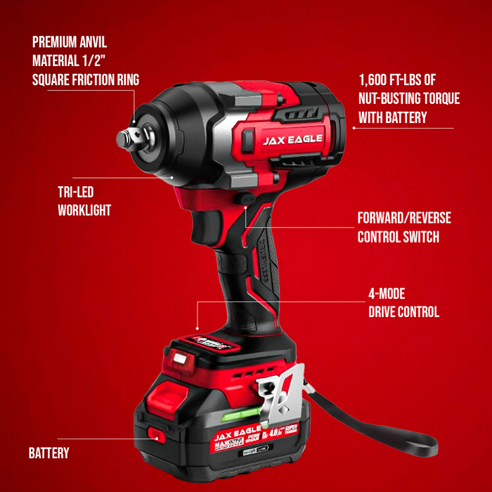 IW850PRO 20V Brushless Cordless Impact Wrench, 1/2 Inch Impact Gun, 850Nm Torque, Electric Impact Wrench