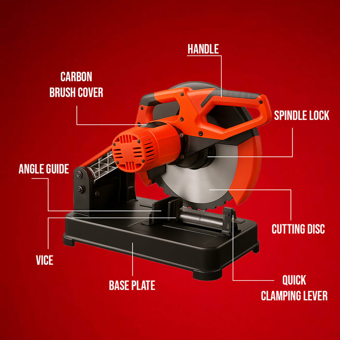 14-Inch (355mm) Metal Chop Saw CS2800PLUS – 2800W Heavy-Duty Cut Off Tool Machine