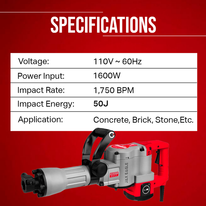DH6501CP Jack Hammer Concrete Breaker | 1600W Heavy-Duty Demolition Hammer