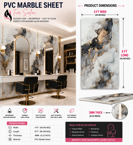 4 × 8 FT 3D PVC Marble Wall Panels - BLD-1137