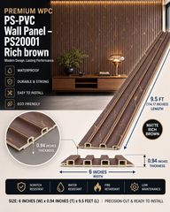 6 × 114.17 inches PS-PVC Wall Panel – PS20001 Rich brown