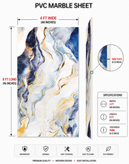 4 × 8 FT - PVC Marble Sheet (Black-office/lounge) - 1892301