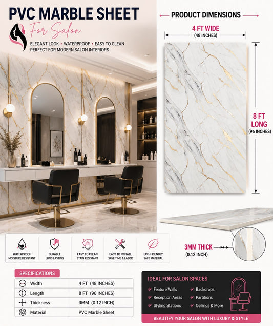 4 × 8 FT PVC Marble Sheet (Blue Living Room) - 24895