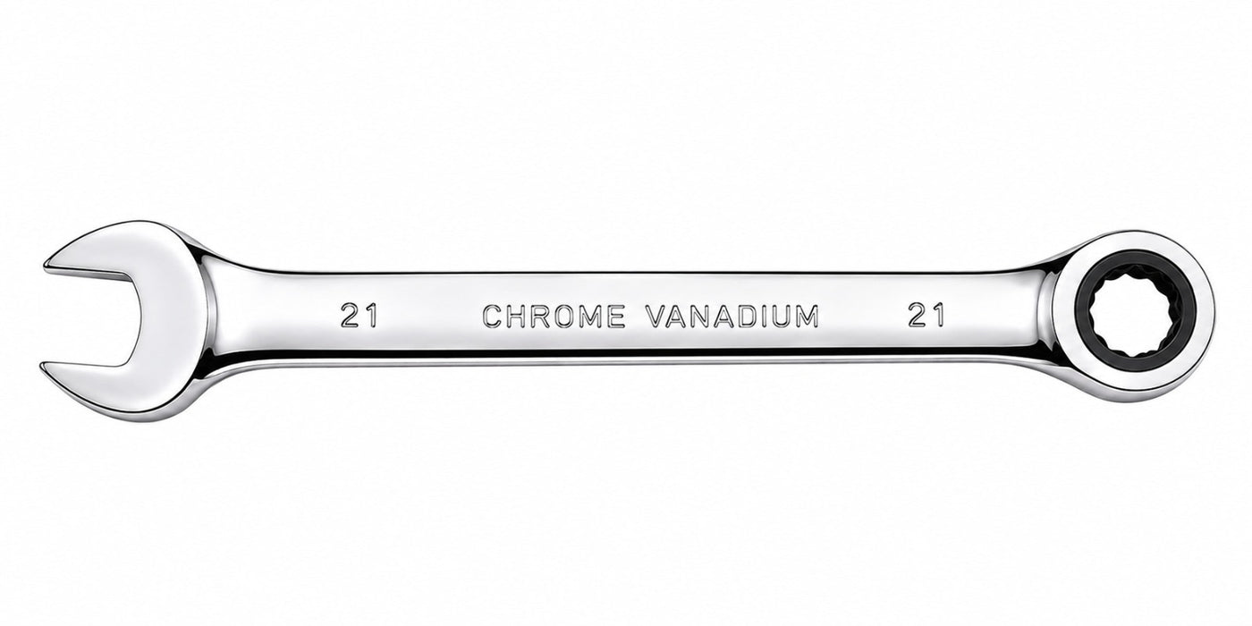 21mm Metric CRV Ratcheting Chrome Vanadium Combination Wrench