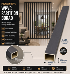 2 × 114.17 inches WPC Partition Board Black Wood - WT5005