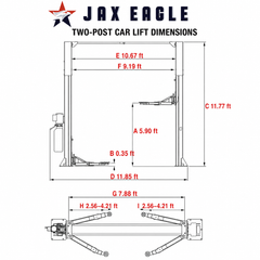 JAX EAGLE 2-Post Hydraulic Car Lift – 4000KG Heavy-Duty Auto Hoist