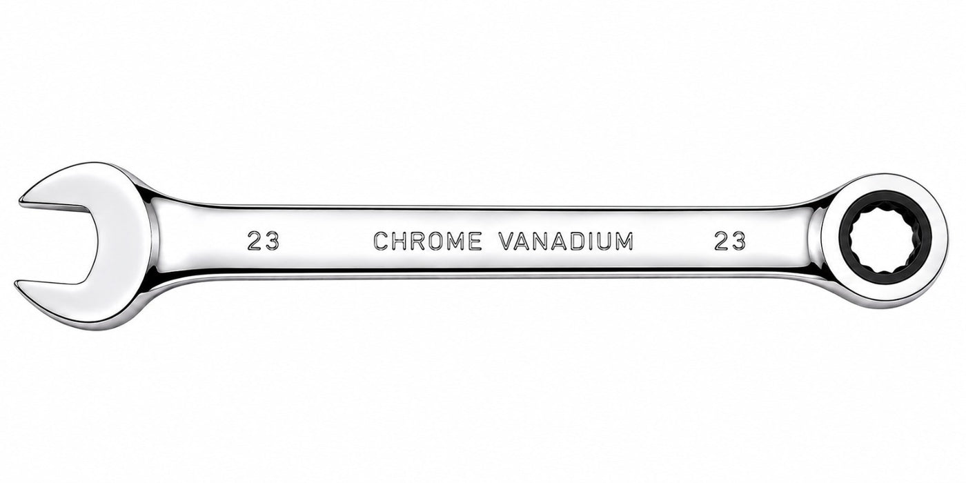 23mm Ratcheting Chrome Vanadium Combination Wrench CRV Metric Hand Tool