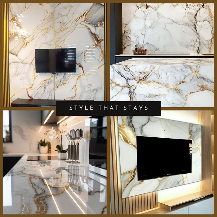 2/10FT Waterproof Wood Grain UV Marble Sheet Wall Panel for Home Decoration - DY2435