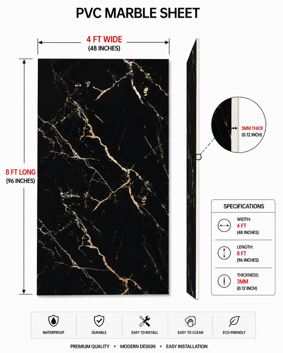 4 × 8 FT PVC Marble Sheet (Grey Office) - 24811