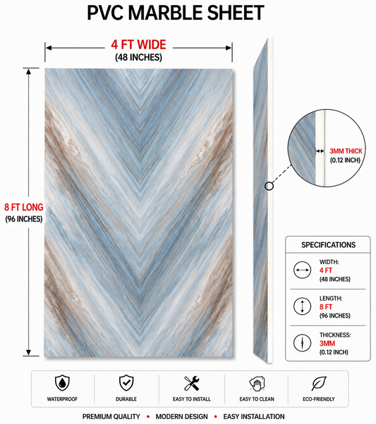 4 × 8 FT 3D PVC Marble Wall Panels - BLD-054