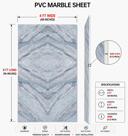 4 × 8 FT 3D PVC Marble Wall Panels - BLD-1026