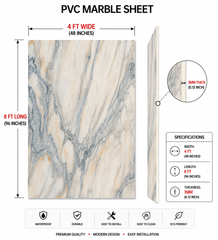 4 × 8 FT 3D PVC Marble Wall Panels - BLD-1134