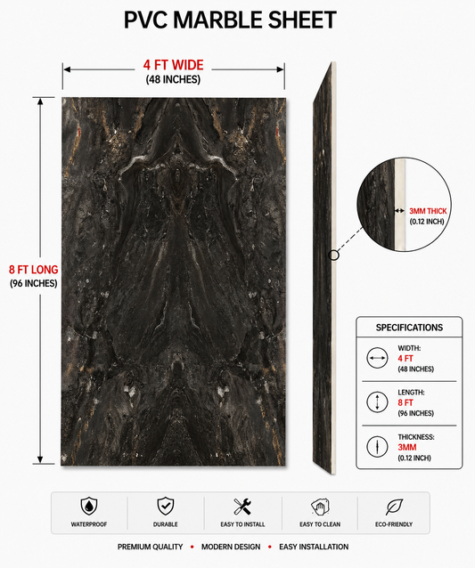 4 × 8 FT 3D PVC Marble Wall Panels - BLD-1257