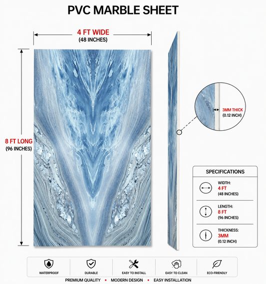 4 × 8 FT 3D PVC Marble Wall Panels - BLD-135
