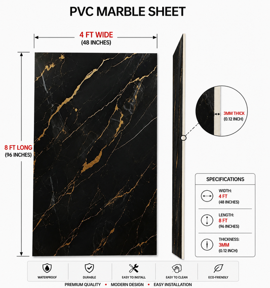 4 × 8 FT 3D PVC Marble Wall Panels - BLD-1666