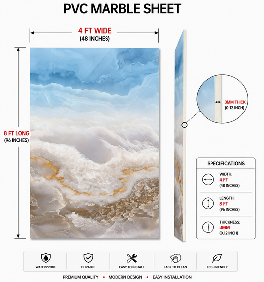 4 × 8 FT 3D PVC Marble Wall Panels - BLD-193