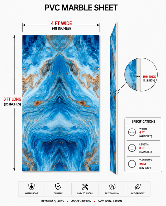 4 × 8 FT 3D PVC Marble Wall Panels - BLD-625