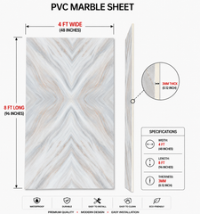 4 ×8 FT 3D PVC Marble Wall Panel– Waterproof Interior Decorative Panel- BLD-776