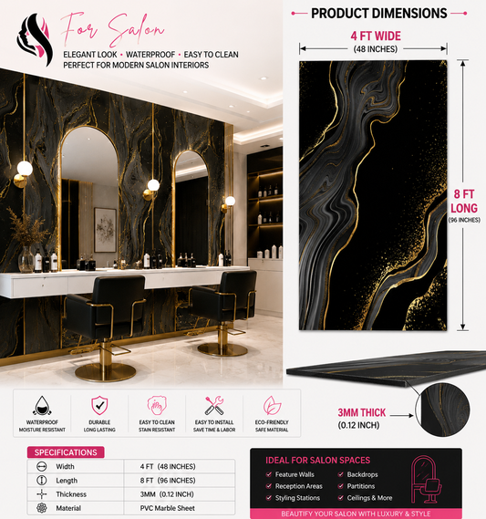 4 × 8 FT 3D PVC Marble Wall Panels - BLD-1083