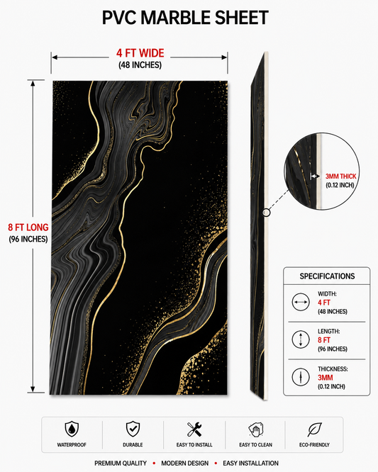 4 × 8 FT 3D PVC Marble Wall Panels - BLD-679