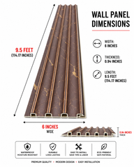 6 × 114.17 inches  PS-PVC Wall Panel – PS20001 Rich brown
