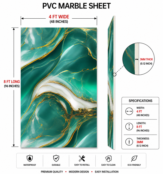 4 × 8 FT Waterproof Wood Grain UV Marble Sheet Wall Panel for Home Decoration - DY2428