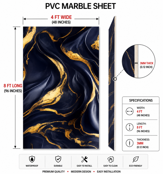 4 × 8 FT Waterproof Wood Grain UV Marble Sheet Wall Panel for Home Decoration - DY2429
