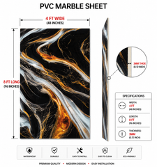 4 × 8 FT Waterproof Wood Grain UV Marble Sheet Wall Panel for Home Decoration - DY2431