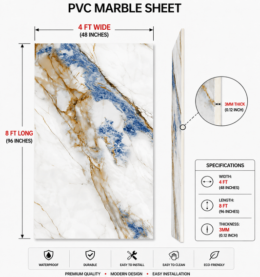 4 × 8 FT Waterproof Wood Grain UV Marble Sheet Wall Panel for Home Decoration - DY2434