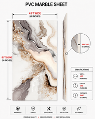 4 × 8 FT Waterproof Wood Grain UV Marble Sheet Wall Panel for Home Decoration - DY2438
